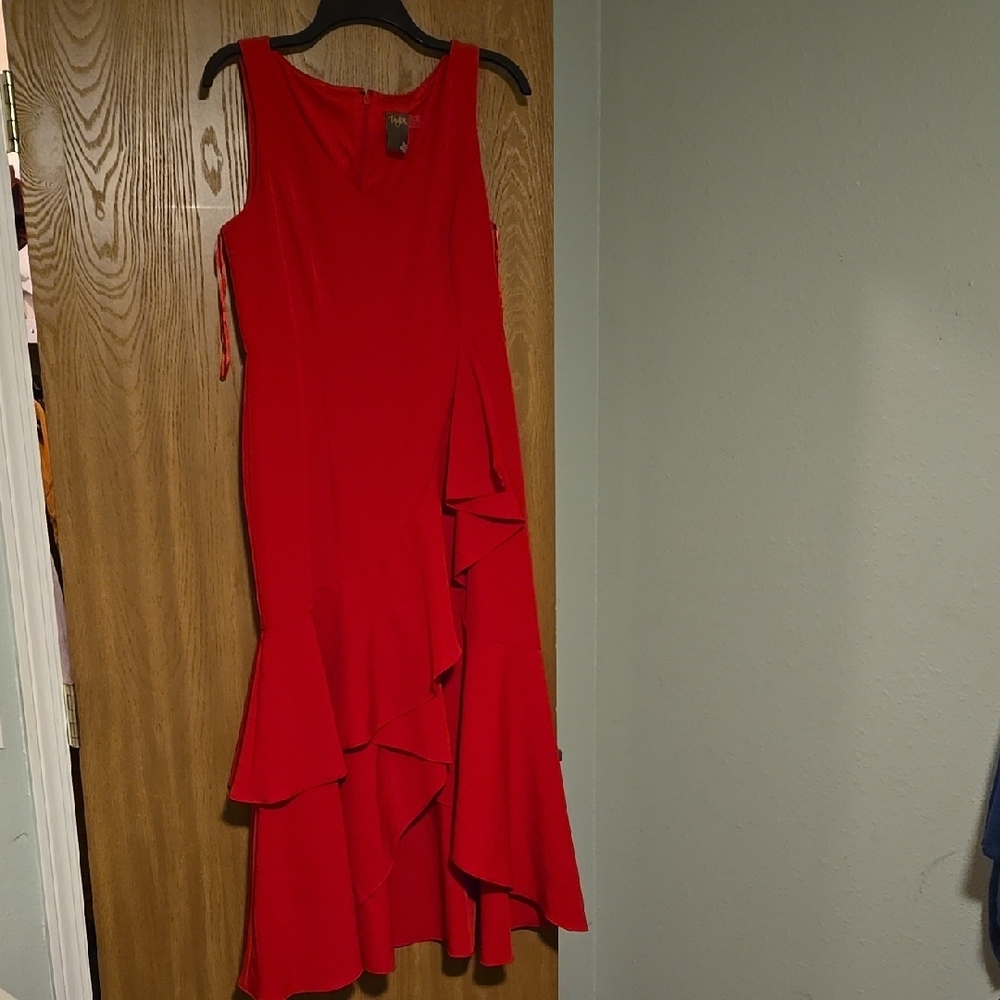 Red Tiered Ruffled Fit and Flare Dress